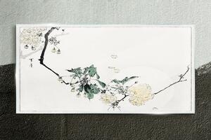 Obraz na skle Obraz na skle Větev listy květiny
