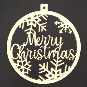 AMADEA Dřevěná ozdoba kolečko - Merry Christmas, 6 cm, český výrobek