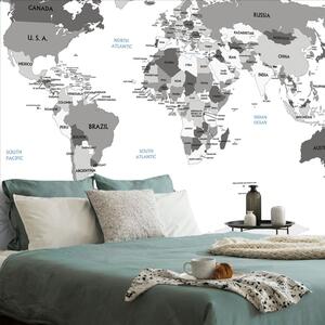 Samolepící tapeta černobílá mapa s modrým kontrastem