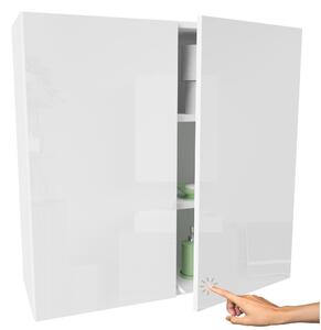 Závěsná koupelnová skříňka Miradu bílá lesklá 80x30 cm 2 dvířka