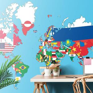 Tapeta mapa světa s vlajkami