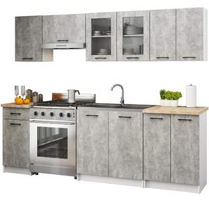 Kuchyňská sestava 240 cm Ozara II B (beton). Akce -14%