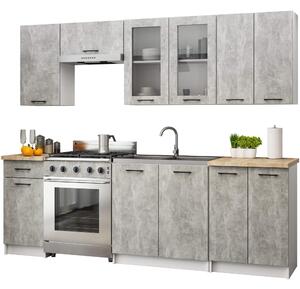 Kuchyňská sestava 240 cm Ozara II C (bílá + beton)