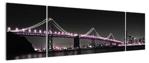 Noční osvětlený most - obraz (170x50cm)