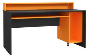 Herní stůl ROLWAL typ 2 včetně LED osvětlení, černý mat/oranžová