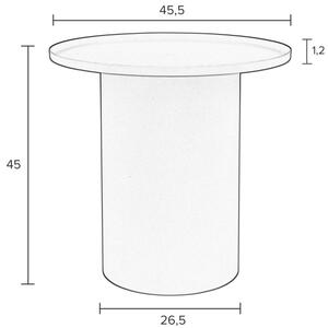 White Label Krémově bílý matný kovový odkládací stolek WLL SVERRE 45,5 cm