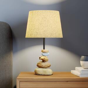 Stolní lampa Vera, textil a dekorace kamene, 38 cm