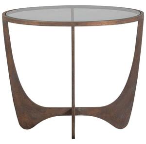 Hoorns Skleněný konferenční stolek Salcon 50 cm s měděnou podnoží