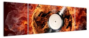 Obraz hořící gramofonové desky (170x50cm)