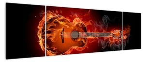 Obraz hořící kytara (170x50cm)