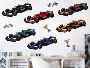 Barevné formule F1 automobilové samolepky na zeď arch 75 x 42 cm