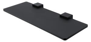 Police do koupelny černá skleněná plexiglass s mřížkou 40 cm bílá mat, černé úchyty NIMCO Kibo černé Ki-X330-C-90