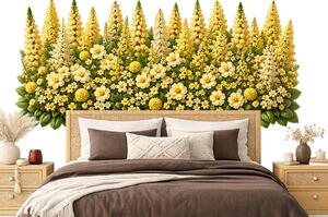 Žluté květiny samolepky na zeď do ložnice arch 75 x 35 cm