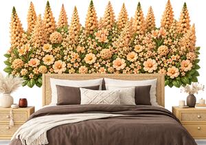 Oranžové květiny samolepky na zeď květinové arch 75 x 34 cm