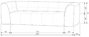 Hoorns Tmavě šedá látková trojmístná pohovka Gorda, 230 cm