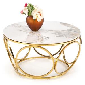 Konferenční stolek Viviana 2 (bílý mramor + zlatá). 1092469