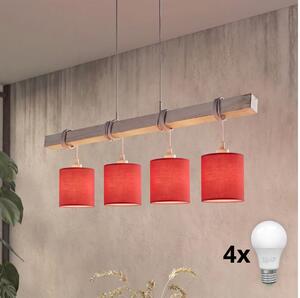 Brilagi - LED Lustr na lanku NUBILA 4xE27/60W/230V šedá/červená