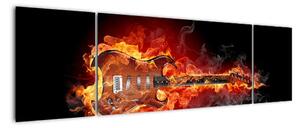 Hořící kytara - obraz (170x50cm)
