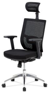 AUTRONIC Kancelářská židle, černá látka / černá síťovina, hliníkový kříž, synchronní mech