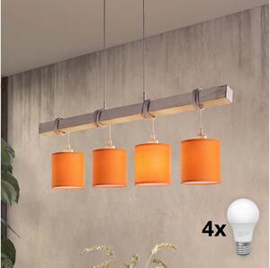 Brilagi - LED Lustr na lanku NUBILA 4xE27/60W/230V šedá/oranžová