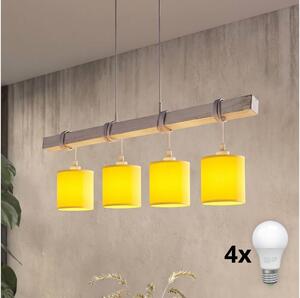 Brilagi - LED Lustr na lanku NUBILA 4xE27/60W/230V šedá/žlutá