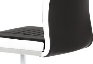 Jídelní židle koženka černá s bílými boky DCL-406 BK