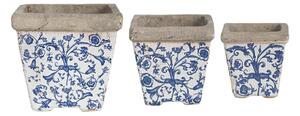 BETONOVÝ KVĚTINÁČ KELLY SADA 3KS 10,5X10 CM+14X14 CM+19X20 CM BÍLÁ/MODRÁ