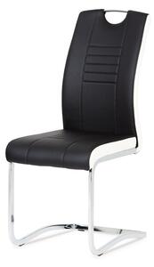 Jídelní židle koženka černá s bílými boky DCL-406 BK