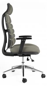Kancelářská ergonomická židle SPINE s podhlavníkem — látka, nosnost 130 kg, více barev Tmavě šedá