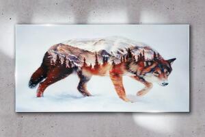 Obraz na skle Obraz na skle Abstrakce vlčí lesní zima