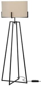 Hoorns Černá kovová stojací lampa se lněným stínidlem Lolien 160 cm