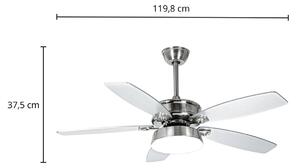 Lucande Stropní ventilátor LED Kuvio, DC, tichý, Ø 120 cm,, Hliník / šedá / zinek, Obývací pokoj / jídelna, kov, Moderní