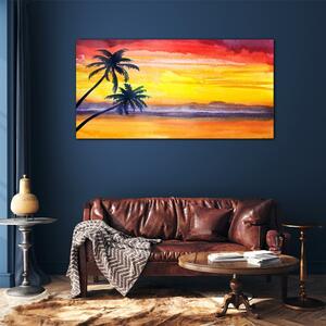 Obraz na skle Obraz na skle Západ slunce palmy