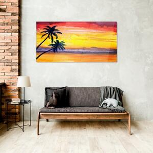 Obraz na skle Obraz na skle Západ slunce palmy