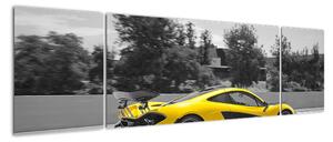 Žluté sportovní auto - obraz (170x50cm)