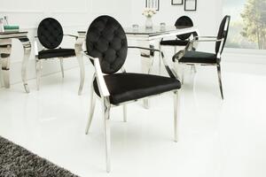 Invicta interior Jídelní židle Modern Barock samet, černá, s opěrkami 37355