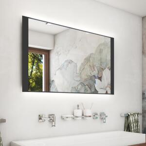 Černé zrcadlo do koupelny 80x60 s osvětlením a černým rámem NIMCO ZPC 41003-90