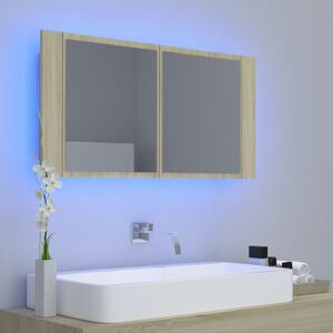 LED koupelnové zrcadlo dub sonoma 90 x 12 x 45 cm akrylové