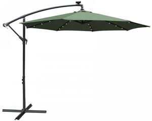 Závěsný slunečník s LED solárním osvětlením BestBerg BBHU-12 / 300 cm / zelená