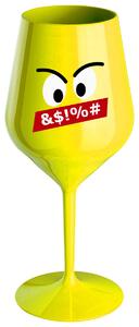 NAŠTVANÝ SMAJLÍK - žlutá nerozbitná sklenička na víno 470 ml