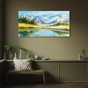 Obraz na skle Obraz na skle Jezero hory lesní krajina