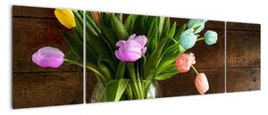 Obraz tulipánů ve váze (170x50cm)