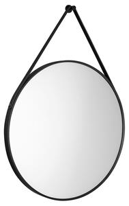 Aqualine Aqualine, STAGO zrcadlo kulaté s koženým popruhem, průměr 60cm, černá mat, SG065