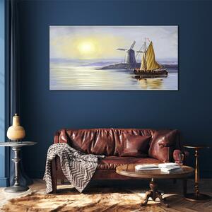 Obraz na skle Obraz na skle Mořská loď mlýn slunce