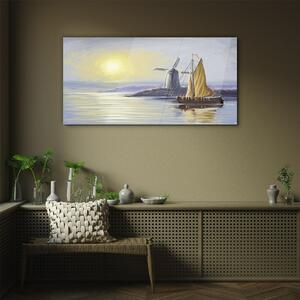 Obraz na skle Obraz na skle Mořská loď mlýn slunce