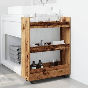 Úzký úložný vozík 3patrový old wood kompozitní dřevo