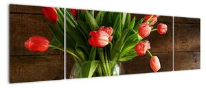 Obraz tulipánů ve váze (170x50cm)