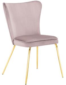 Růžová sametová jídelní židle MICADONI ARI