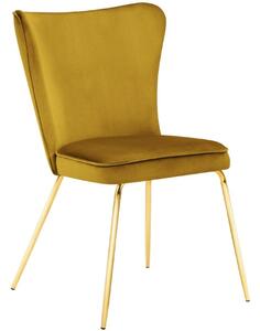 Žlutá sametová jídelní židle MICADONI ARI