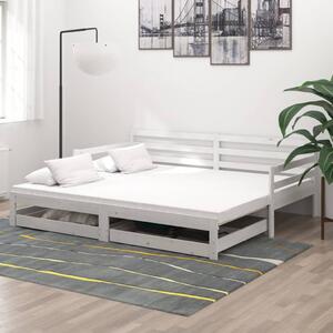 Výsuvná denní postel 2 × (90x200 cm) bílá masivní borové dřevo